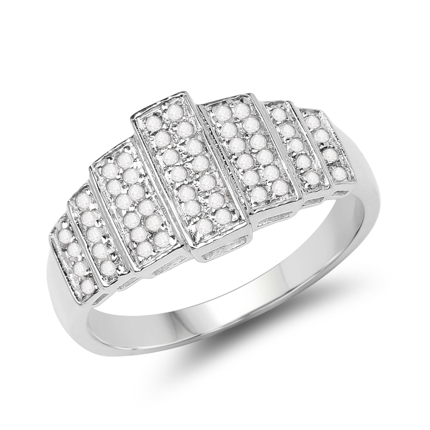 14K White Gold Plated 0.26 Carat Genuine White Diamond .925 Sterling Silver Ring by Bids.com