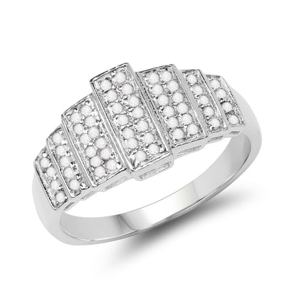 14K White Gold Plated 0.26 Carat Genuine White Diamond .925 Sterling Silver Ring by Bids.com