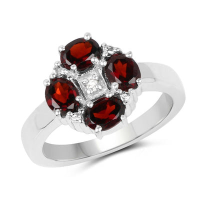 2.02 Carat Genuine Garnet &amp; White Topaz .925 Sterling Silver Ring by Bids.com