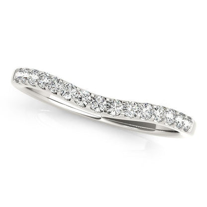 14k White Gold Round Pave Setting Curvy Diamond Wedding Band (1/4 cttw) by Bids.com