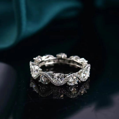 Sparkala™ Eternity Platinum Over Pure Sterling Silver Ring by Sparkala