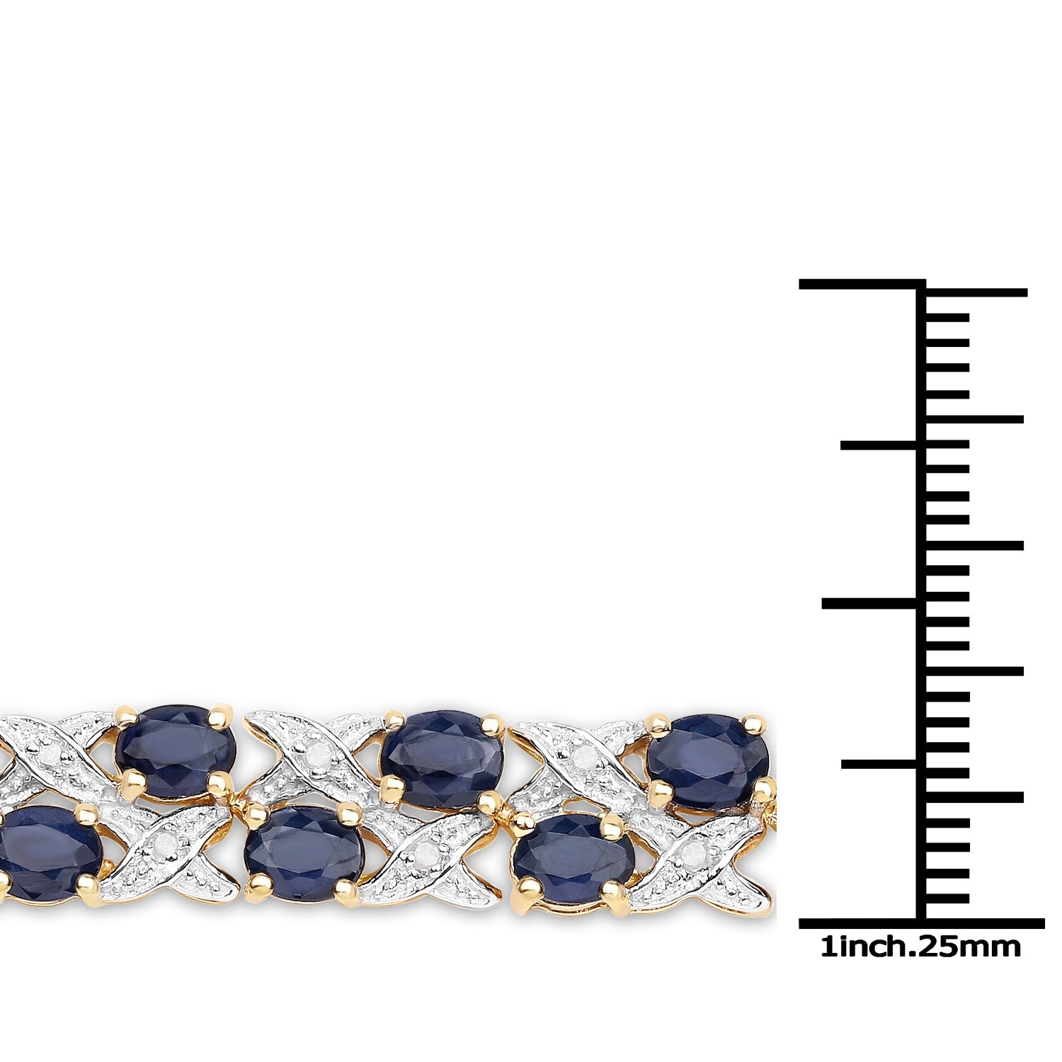 14K Yellow Gold Plated 12.53 Carat Genuine Blue Sapphire and White Diamond .925 Sterling Silver Bracelet by Bids.com