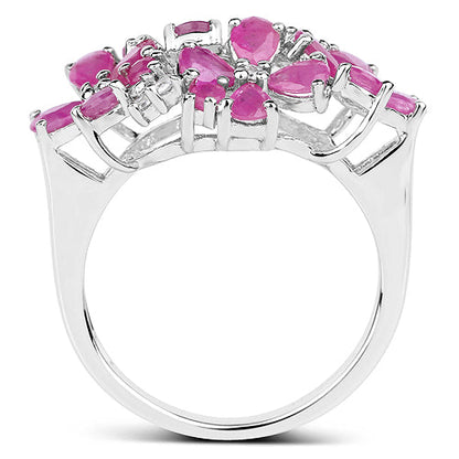3.51 Carat Genuine Ruby and White Zircon .925 Sterling Silver Ring by Bids.com
