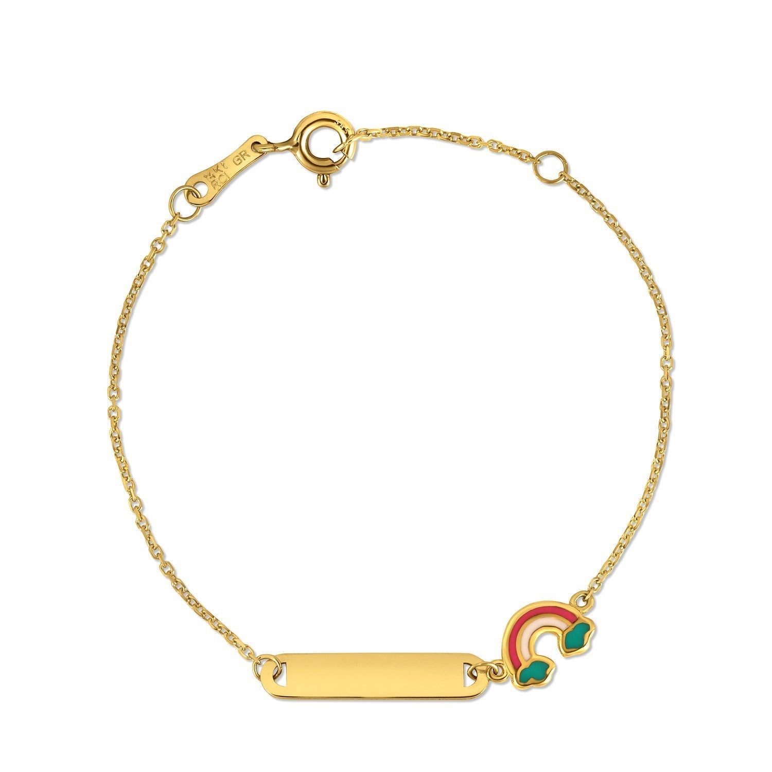 14k Yellow Gold Rainbow Childrens Bracelet (1.00 mm)  DestGlow