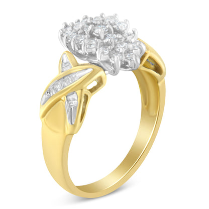 10K Yellow Gold Round And Baguette-Cut Diamond Ring (1/2 Cttw, H-I Color, I1-I2 Clarity) - Size 6 by Bids.com