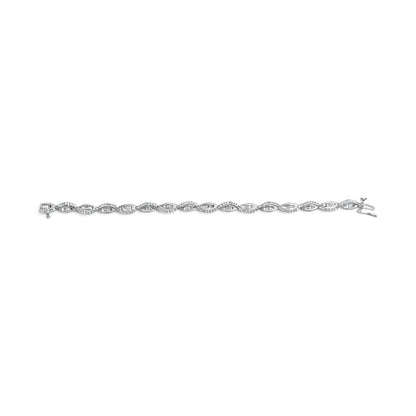 14K White Gold 2.00 Cttw Diamond Swirl and Pear Shape Link Bracelet (I-J Color, I2-I3 Clarity) - 7" by Bids.com