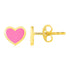14k Yellow Gold and Enamel Pink Heart Stud Earrings by Bids.com