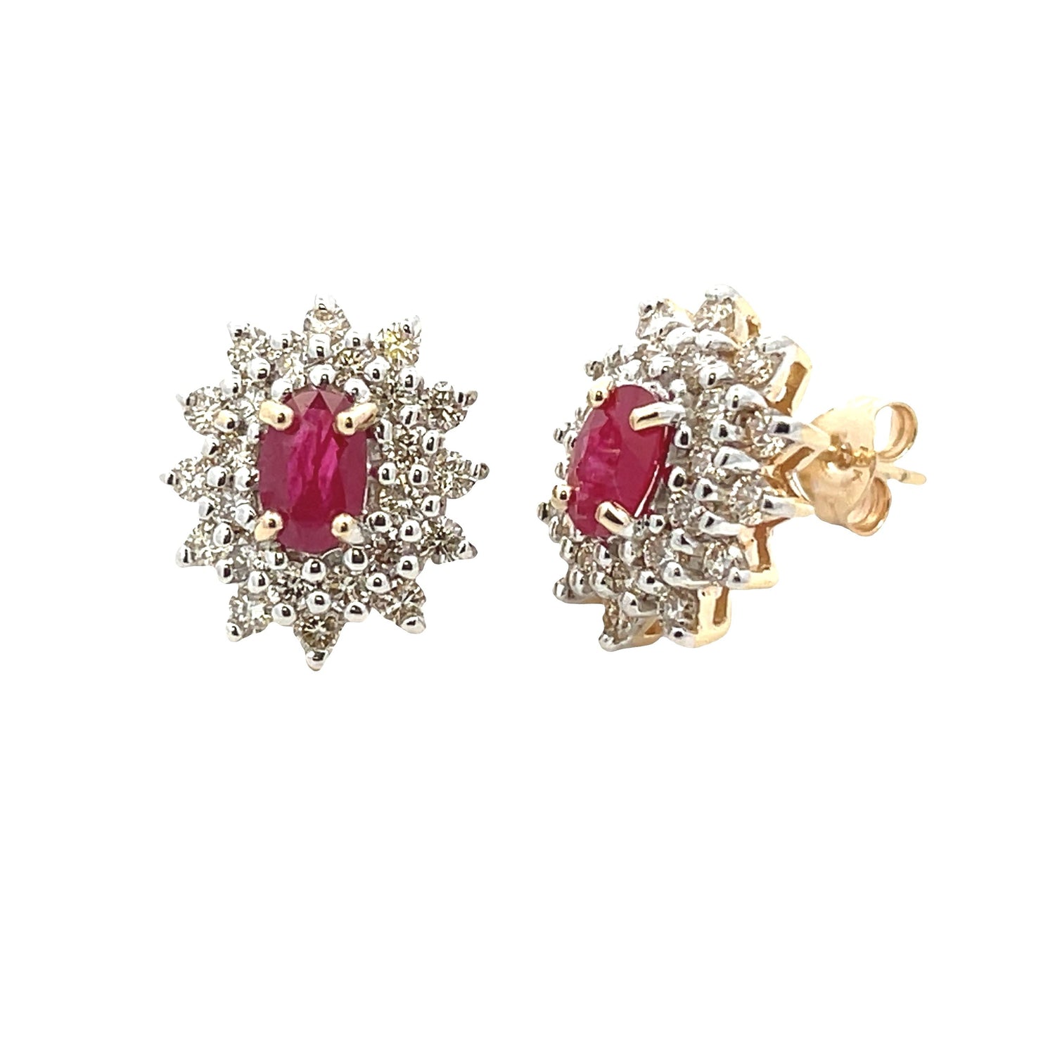 Natural 2.30ct Ruby Diamond Earrings 14KT Yellow Gold by Bids.com