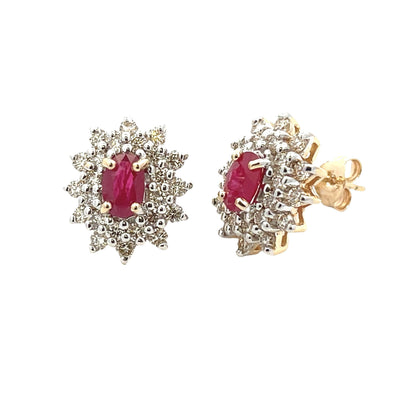 Natural 2.30ct Ruby Diamond Earrings 14KT Yellow Gold by Bids.com