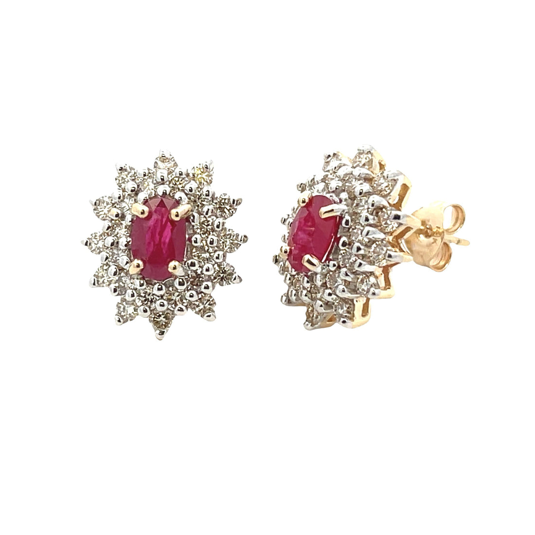 Natural 2.30ct Ruby Diamond Earrings 14KT Yellow Gold by Bids.com