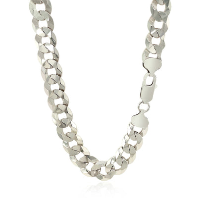 Rhodium Plated 9.5mm Sterling Silver Curb Style Chain by Bids.com