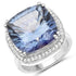 13.95 Carat Genuine Blue Mystic Quartz and White Topaz .925 Sterling Silver Ring  DestGlow