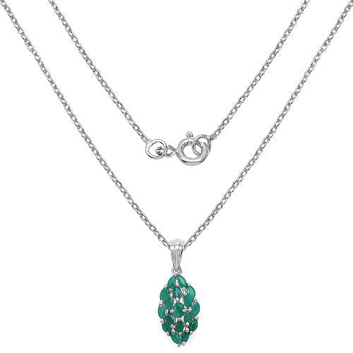 1.26 Carat Genuine Emerald .925 Sterling Silver Pendant  DestGlow