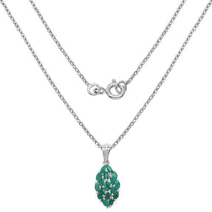 1.26 Carat Genuine Emerald .925 Sterling Silver Pendant  DestGlow