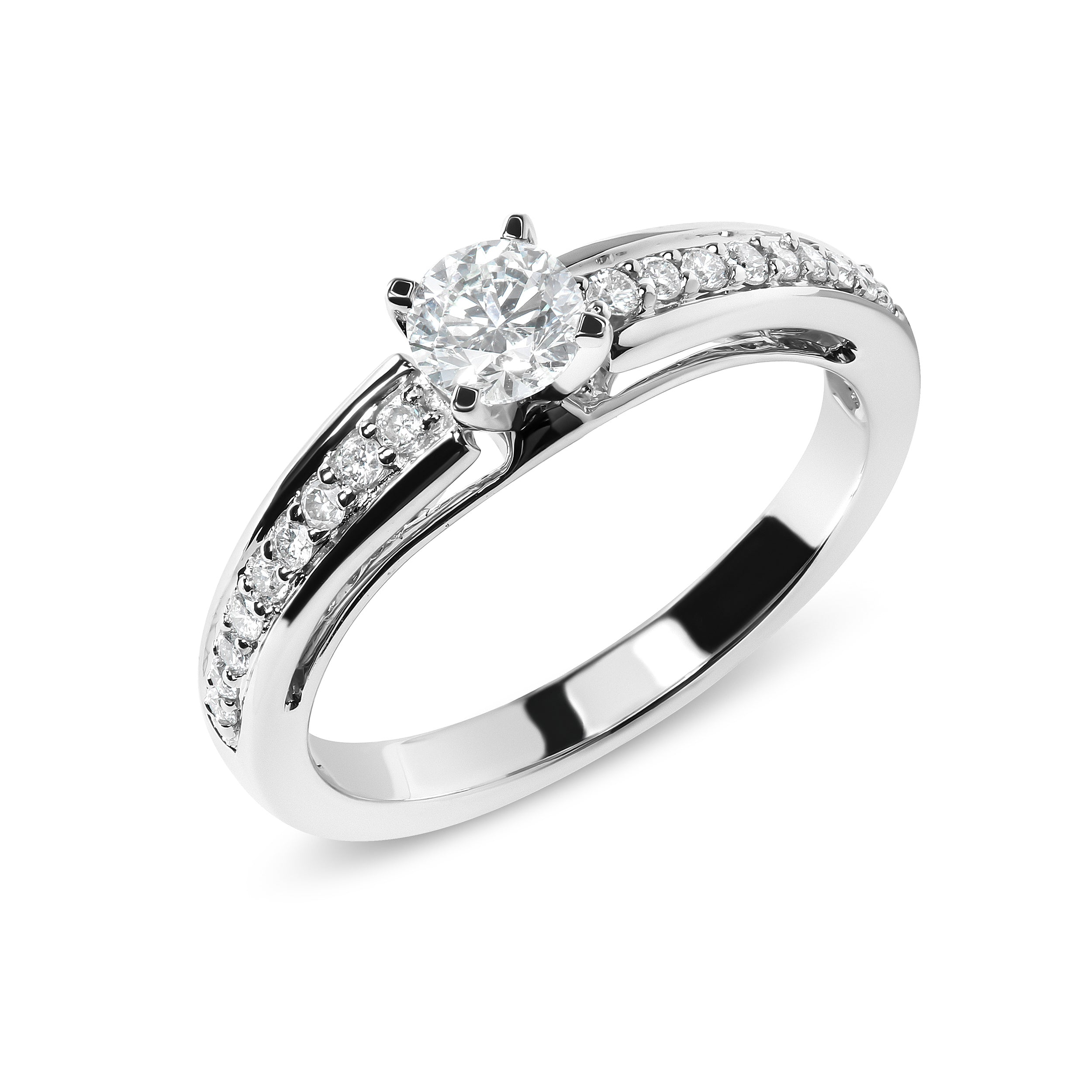 14K White Gold 1/2 Cttw Diamond Solitaire Pave Set Engagement Ring (G-H Color, VS2-SI1 Clarity) - Size 7 by Bids.com