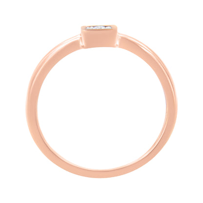 14K Rose Gold Plated .925 Sterling Silver 1/20 cttw Miracle Set Diamond Promise Ring (J-K Color, I1-I2 Clarity) - Size 6 by Bids.com