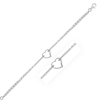 14k White Gold Cable Chain Anklet with Open Heart Station by Bids.com