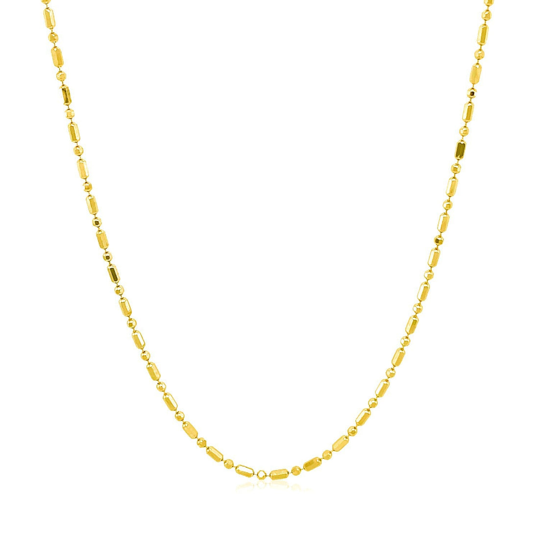 14k Yellow Gold Diamond-Cut Alternating Bead Chain 1.2mm by Bids.com