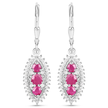 4.32 Carat Genuine Ruby and White Topaz .925 Sterling Silver 3 Piece Jewelry Set (Ring, Earrings, and Pendant w/ Chain) by Bids.com