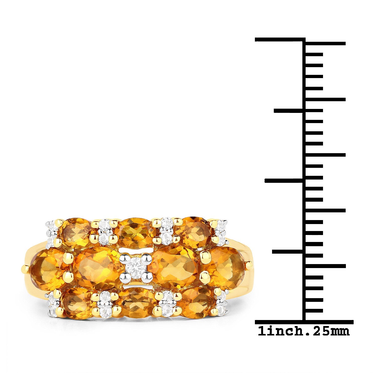 14K Yellow Gold Plated 2.48 Carat Genuine Citrine &amp; White Topaz .925 Sterling Silver Ring by Bids.com
