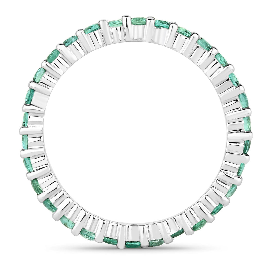 1.02 Carat Genuine Zambian Emerald 14K White Gold Ring  DestGlow