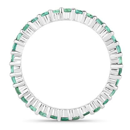 1.02 Carat Genuine Zambian Emerald 14K White Gold Ring  DestGlow