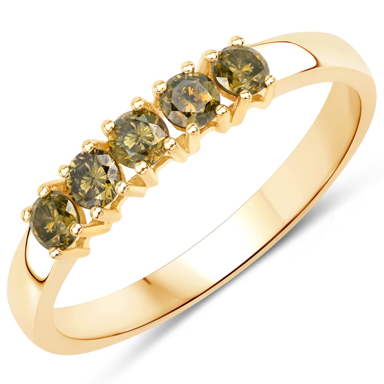 0.46 Carat Genuine Yellow Diamond 14K Yellow Gold Ring (I1-I2)  DestGlow