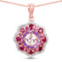 14K Rose Gold Plated 2.30 Carat Genuine Morganite, Rhodolite and Amethyst .925 Sterling Silver Pendant by Bids.com