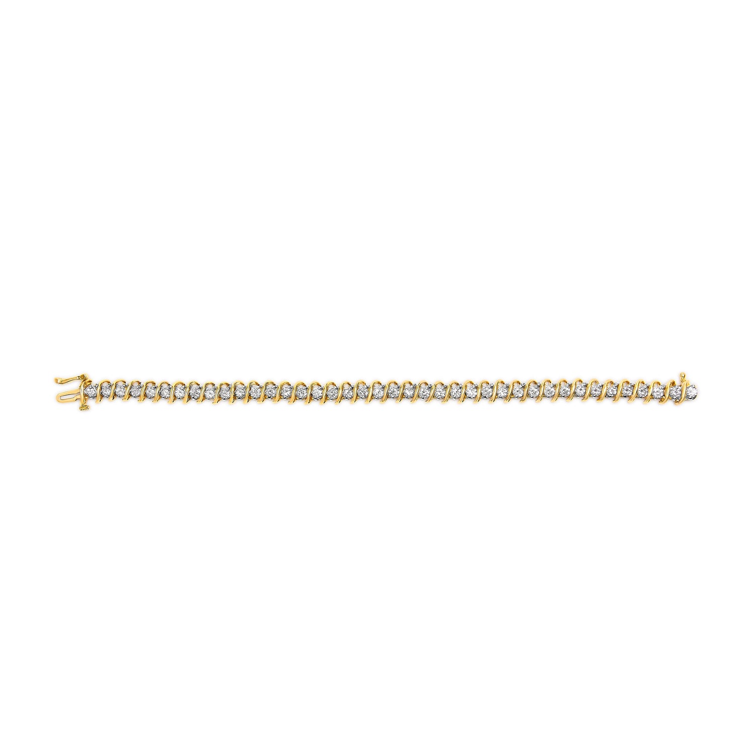 18K Yellow Gold 4.0 Cttw Round-Cut Diamond S-Link 7" Inch Tennis Bracelet (I-J Color, SI1-SI2 Clarity) by Bids.com