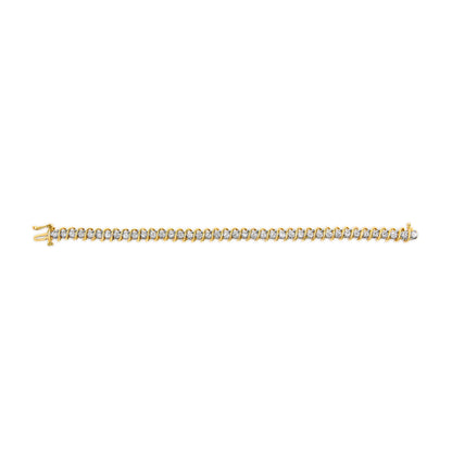 18K Yellow Gold 4.0 Cttw Round-Cut Diamond S-Link 7" Inch Tennis Bracelet (I-J Color, SI1-SI2 Clarity) by Bids.com