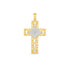 14k Two Tone Gold High Polish Diamond Cut Cross Pendant by Bids.com