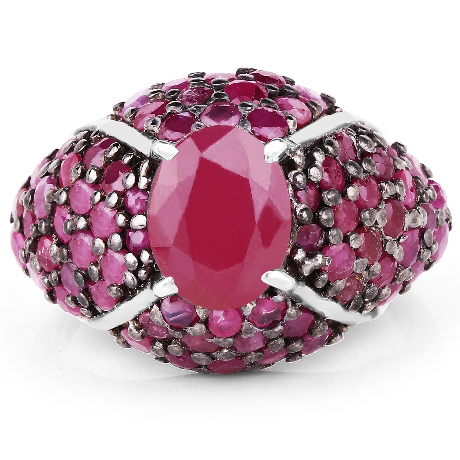 5.15 Carat Genuine Glass Filled Ruby &amp; Ruby .925 Sterling Silver Ring by Bids.com