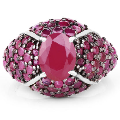 5.15 Carat Genuine Glass Filled Ruby &amp; Ruby .925 Sterling Silver Ring by Bids.com