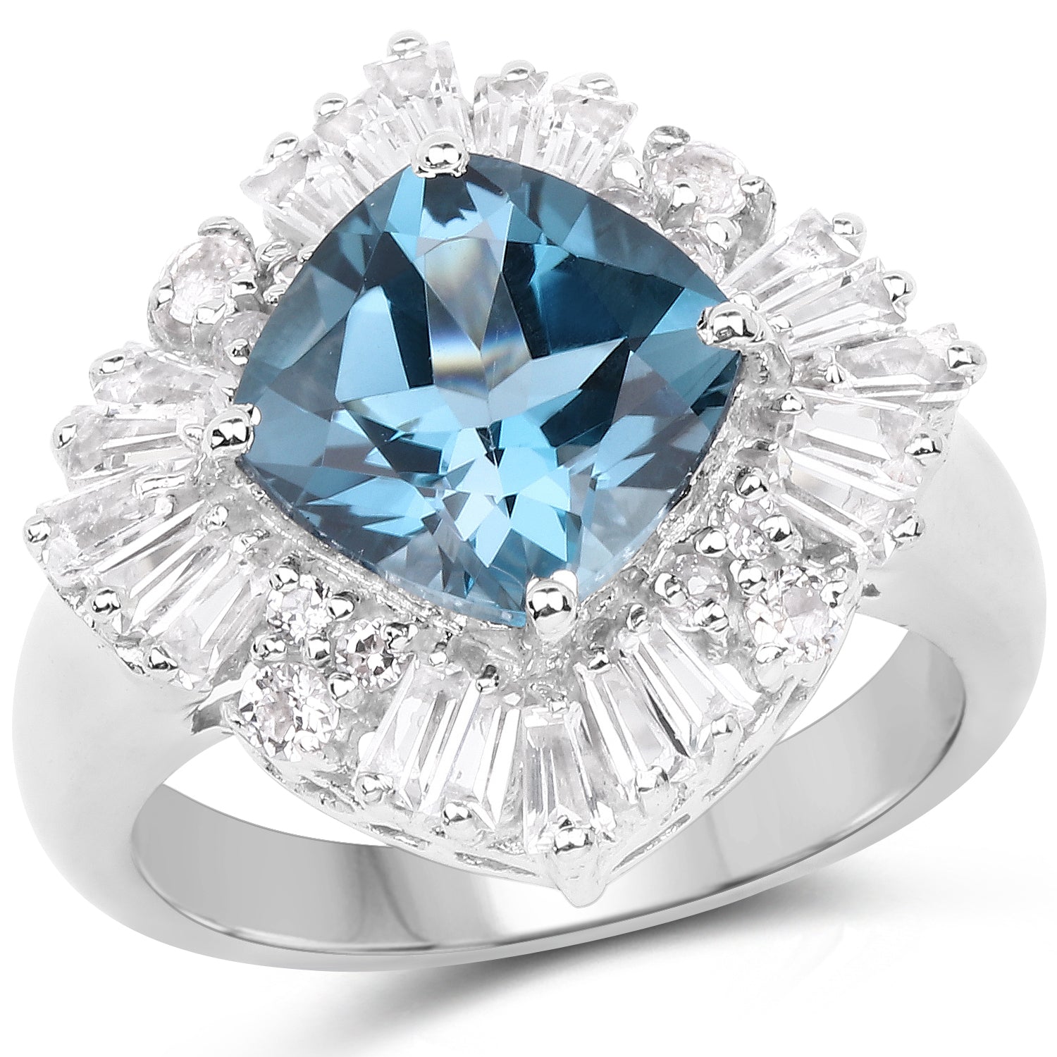 5.19 Carat Genuine London Blue Topaz &amp; White Topaz .925 Sterling Silver Ring by Bids.com