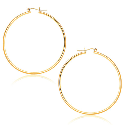 14k Yellow Gold Polished Hoop Earrings (45 mm)  DestGlow