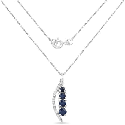 0.40 Carat Genuine Blue Sapphire and White Diamond 14K White Gold Pendant by Bids.com