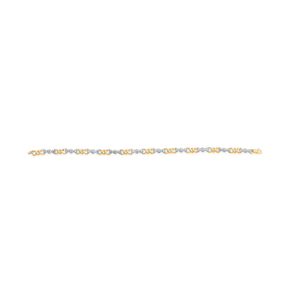 10k Yellow Gold 1/3 Cttw Diamond 3 Stone and X-Link Bracelet (I-J Color, I1-I2 Clarity) - 7.50" Inches by Bids.com