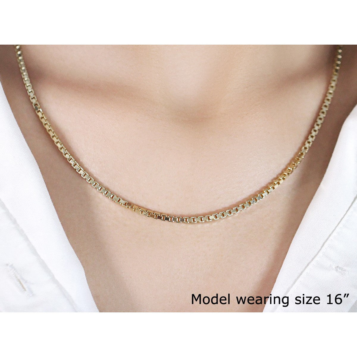 2.5mm 14k Yellow Gold Semi Solid Box Chain by Bids.com