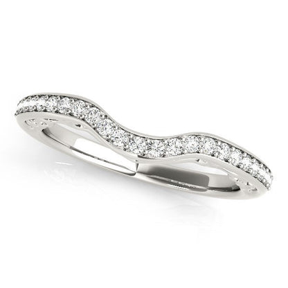 14k White Gold Prong Set Curved Diamond Wedding Ring (1/6 cttw) by Bids.com