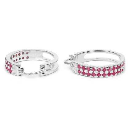 2.20 Carat Genuine Ruby .925 Sterling Silver Earrings  DestGlow