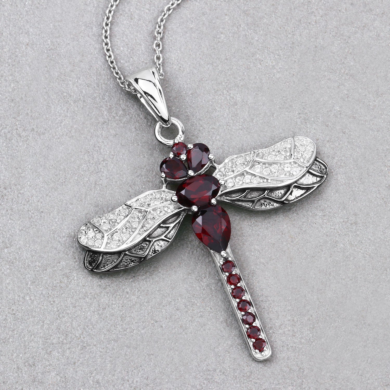 2.29 Carat Genuine Garnet and White Topaz .925 Sterling Silver Pendant by Bids.com