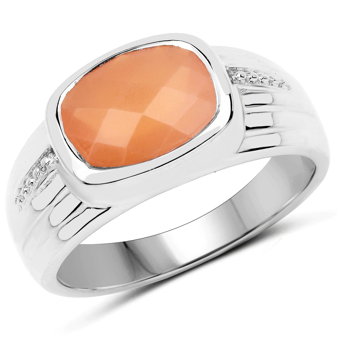 2.60 Carat Genuine Peach Moonstone .925 Sterling Silver Ring by Bids.com