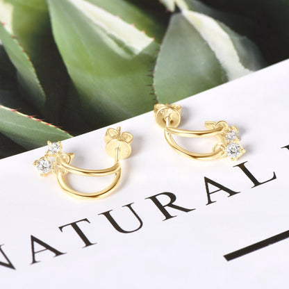 Platinum-Plated Pure Sterling Silver Sparkala™ C-Hoop Earrings by Sparkala