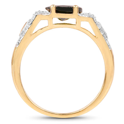 18K Yellow Gold Plated 2.79 Carat Genuine Chrome Diopside &amp; White Topaz .925 Sterling Silver Ring by Bids.com