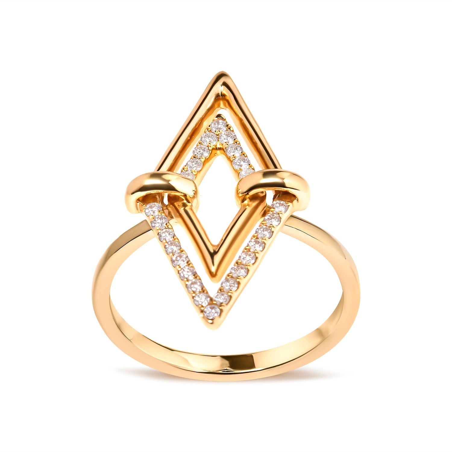 14K Yellow Gold 1/5 Cttw Diamond Double Triangle Ring (G-H Color, SI1-SI2 Clarity) - Size 7 by Bids.com