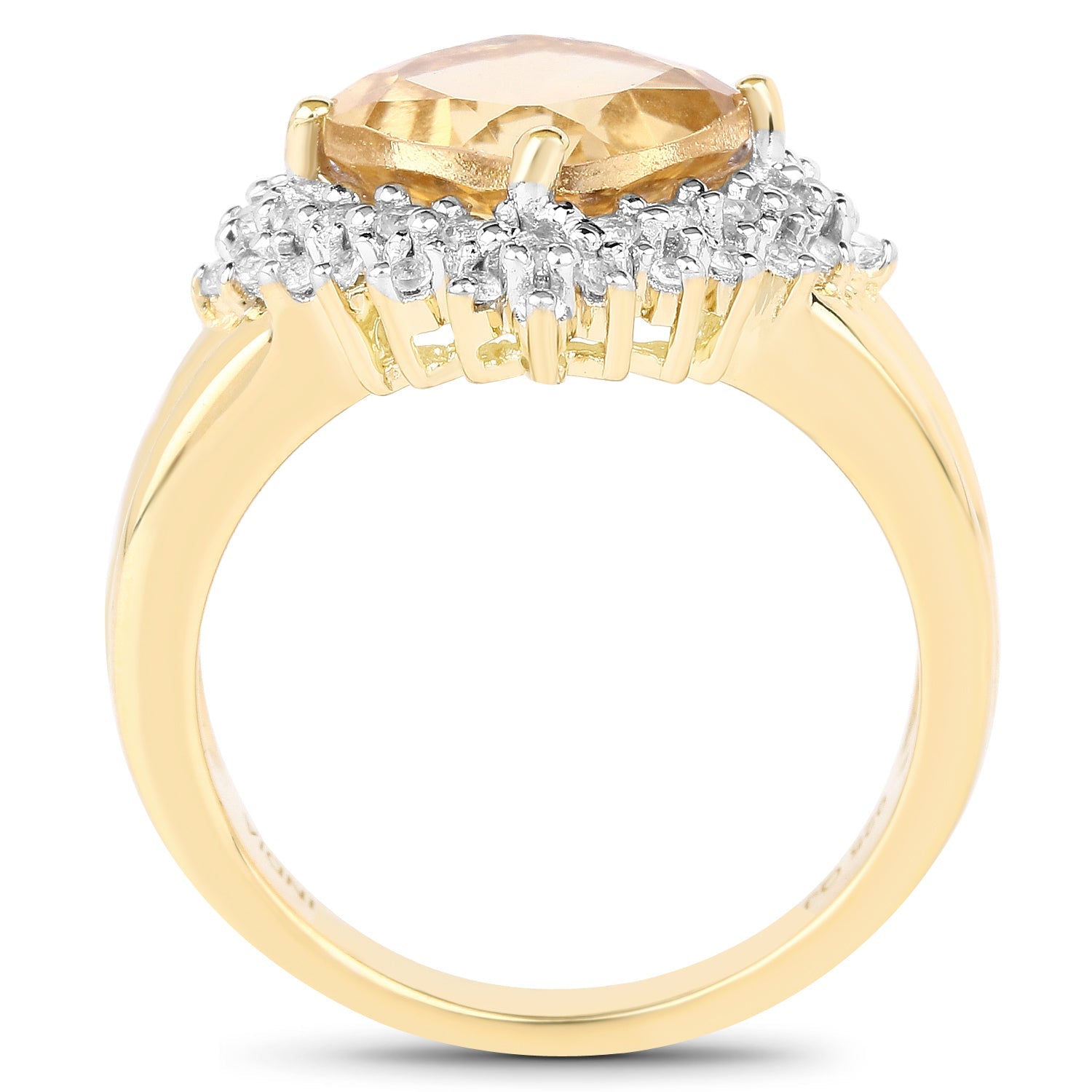 14K Yellow Gold Plated 3.58 Carat Genuine Citrine &amp; White Topaz .925 Sterling Silver Ring by Bids.com
