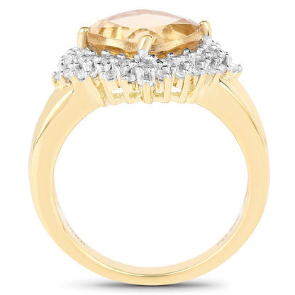 14K Yellow Gold Plated 3.58 Carat Genuine Citrine &amp; White Topaz .925 Sterling Silver Ring by Bids.com