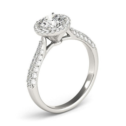 14k White Gold Halo Diamond Engagement Ring with Pave Band (1 1/3 cttw) by Bids.com
