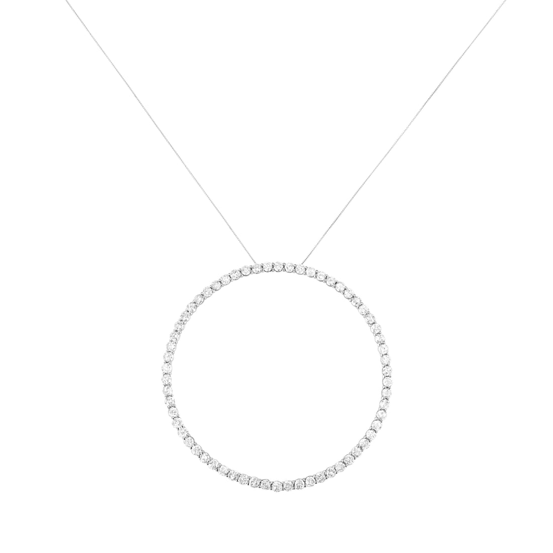 .925 Sterling Silver 5.0 Cttw Prong Set Round-cut Diamond Open Circle Hoop 18" Pendant Necklace (I-J Color, I2-I3 Clarity) by Bids.com