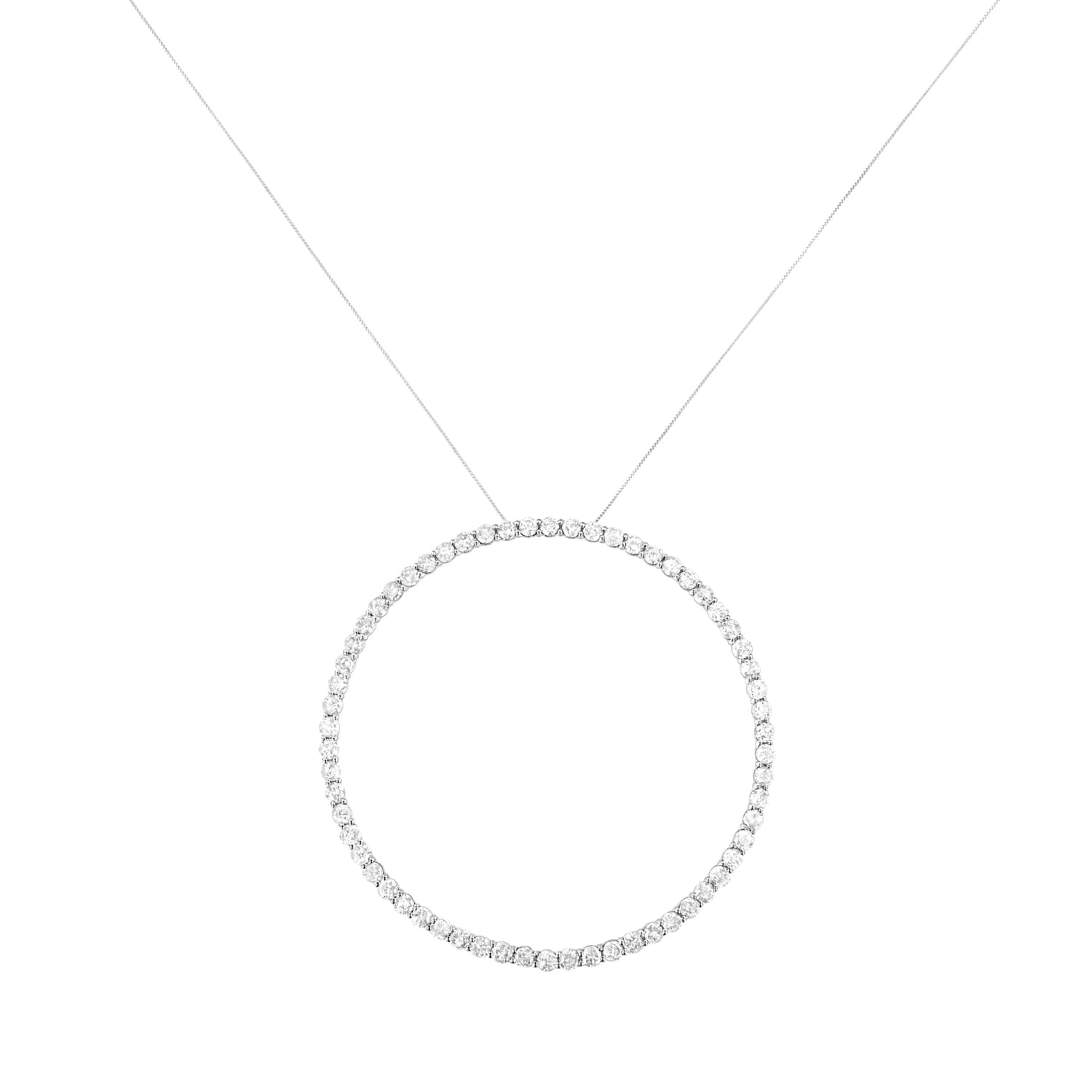 .925 Sterling Silver 5.0 Cttw Prong Set Round-cut Diamond Open Circle Hoop 18" Pendant Necklace (I-J Color, I2-I3 Clarity) by Bids.com